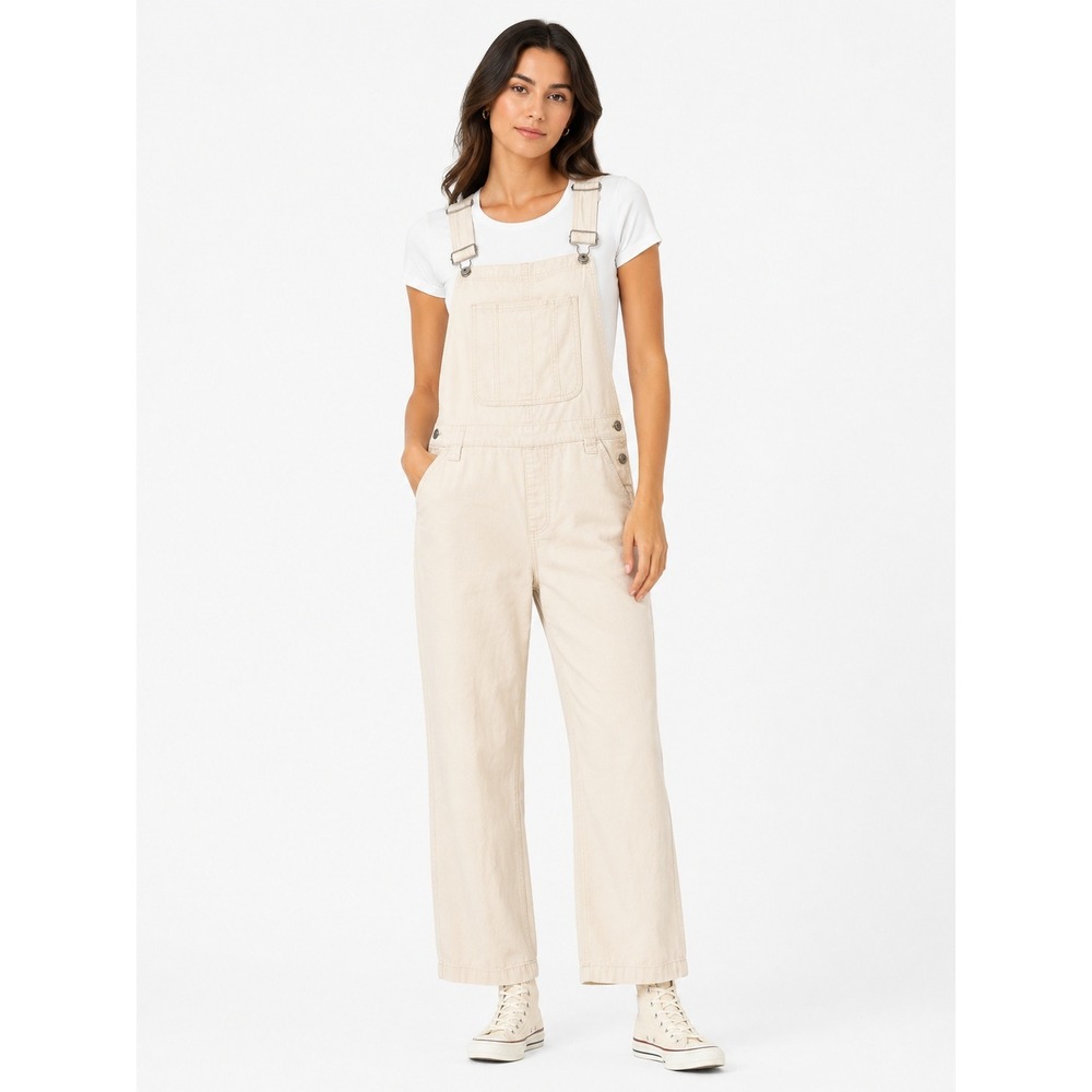 Cotton On Utility Canvas Wide Leg Overalls Cream Beige Womens Size 6